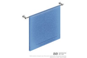 Single Towel Bar 800mm/32inch 4875 with artists impression of one full width bath towel - Bathroom Butler
