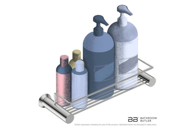 Shower Rack 330mm 5620 showing artists impression of shampoo bottles