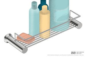 Shower Rack 5620 showing artists impression with bathroom products