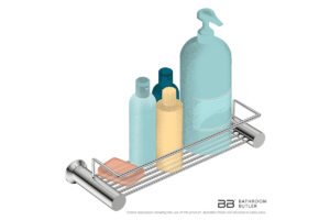 Shower Rack 5620 showing artists impression of shampoo bottles and soap