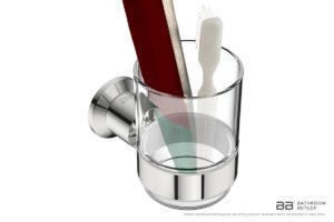 Glass Tumbler + Holder 5632 showing artists impression with bathroom products