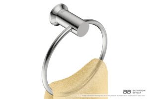 Towel Ring 5640 showing artists impression with a hand towel