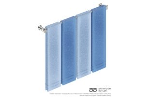 Single Towel Bar 800mm 5675 with artists impression of four double folded bath towels - Bathroom Butler