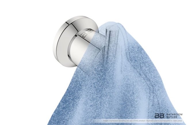 Robe Hook Single 5810 showing artists impression of a hand towel