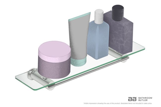 Glass Shelf 500mm 5825 showing artists impression of bathroom products
