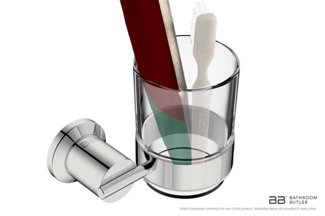 Glass Tumbler + Holder 5832 showing artists impression of bathroom products