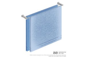 Double Towel Bar 800mm 5885 with artists impression of two full width bath towels - Bathroom Butler