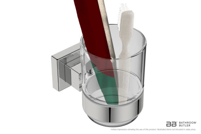 Glass Tumbler and Holder 8532 showing artists impression with bathroom products