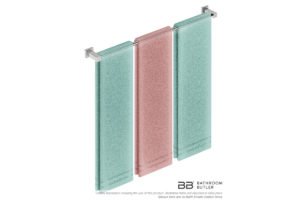 Single Towel Bar 800mm 8575 with artists impression of three double folded bath sheets - Bathroom Butler
