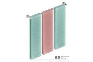 Single Towel Bar 800mm 8575 with artists impression of three double folded bath sheets - Bathroom Butler