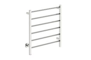 Contour 6 Bar 650mm Heated Towel Rack with PTSelect Switch -230V in Polished Stainless Steel - Bathroom Butler heated towel rails