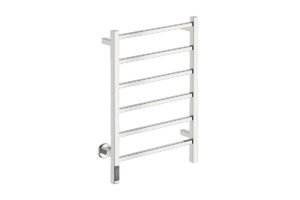 Cubic 6 Bar 530mm Heated Towel Rack with TDC Timer - 230V in Polished Stainless Steel - Bathroom Butler heated towel rails