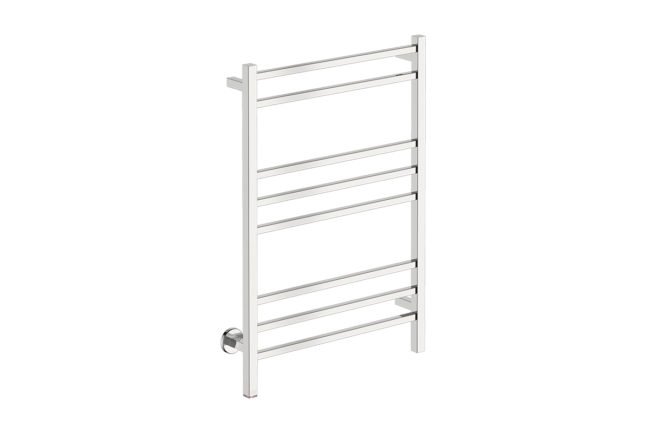 Cubic 8 Bar 650mm Heated Towel Rack with PTSelect Switch - 230V in Polished Stainless Steel - Bathroom Butler heated towel rails
