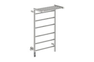 Edge 10 Bar 500mm Heated Towel Rack with TDC Timer - 230V in Polished Stainless Steel - Bathroom Butler heated towel rails