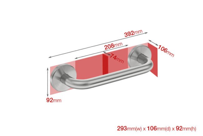 Foot print wall size for 300mm grab rail