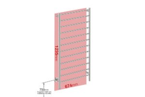 Foot print wall size for NATURAL 12 Bar 650mm Straight with PTSelect