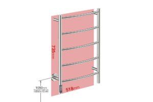 Foot print wall size for NATURAL 5 Bar 500mm Curved with TDC Timer