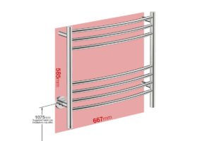 Foot print wall size for NATURAL 7 Bar 650mm Curved with PTSelect