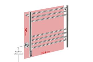 Foot print wall size for NATURAL 7 Bar 650mm Straight with TDC Timer