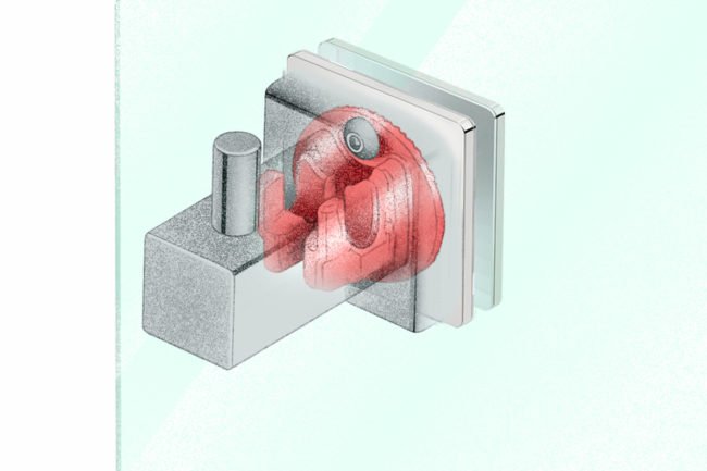 Glass Mounting 1007 with robe hook showing mounting detail