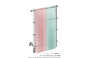 Loft 4 Bar 550mm Heated Towel Rack with TDC Timer showing artists impression of two bath towels folded twice on the short side - Bathroom Butler