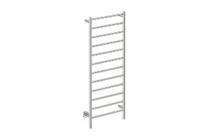 Natural 12 Bar 500mm/20" Heated Towel Rack Straight with PTSelect Switch - 230V in Polished Stainless Steel - Bathroom Butler heated towel rails