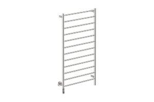 Natural 12 Bar 650mm Heated Towel Rack Straight with TDC Timer - 230V in Polished Stainless Steel - Bathroom Butler heated towel rails