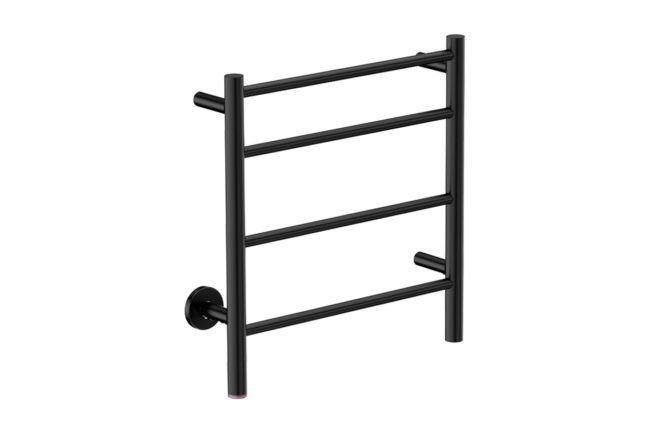 Natural 4 Bar 500mm Heated Towel Rack Straight with PTSelect Switch - 230V in Matt Black - Bathroom Butler heated towel rails