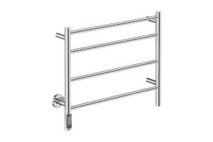 Natural 4 Bar 650mm Heated Towel Rack Straight with TDC Timer - 230V in Polished Stainless Steel- Bathroom Butler heated towel rails