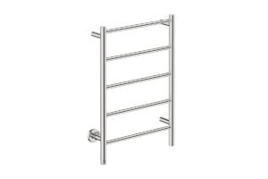 Natural 5 Bar 500mm Heated Towel Rack Straight with PTSelect Switch - 230V in Polished Stainless Steel- Bathroom Butler heated towel rails