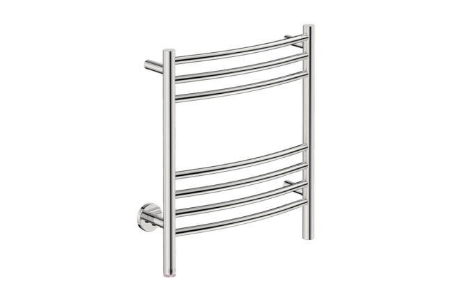 Natural 7 Bar 500mm Heated Towel Rack Curved with PTSelect Switch - 230V in Polished Stainless Steel - Bathroom Butler heated towel rails