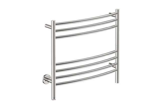 Natural 7 Bar 650mm Heated Towel Rack Curved with PTSelect Switch - 230V in Polished Stainless Steel - Bathroom Butler heated towel rails