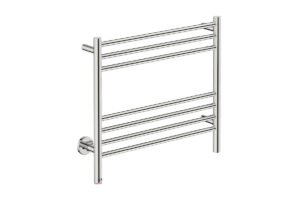 Natural 7 Bar 650mm Heated Towel Rack Straight with PTSelect Switch - 230V in Polished Stainless Steel - Bathroom Butler heated towel rails