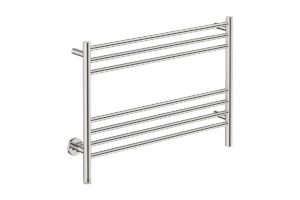 Natural 7 Bar 800mm Heated Towel Rack Straight with PTSelect Switch - 230V in Polished Stainless Steel - Bathroom Butler heated towel rails