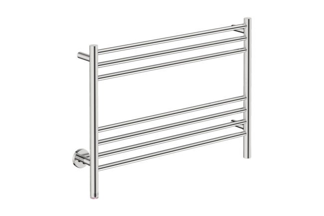 Natural 7 Bar 800mm Heated Towel Rack Straight with PTSelect Switch - 230V in Polished Stainless Steel - Bathroom Butler heated towel rails