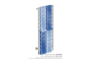Natural 12 Bar 500mm Heated Towel Rack Straight with TDC Timer showing artists impression with four folded bath towels - Bathroom Butler