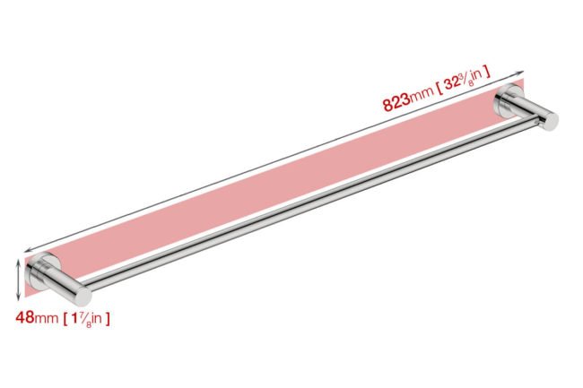 Wall foot print dimensions for Single Towel Rail 4675