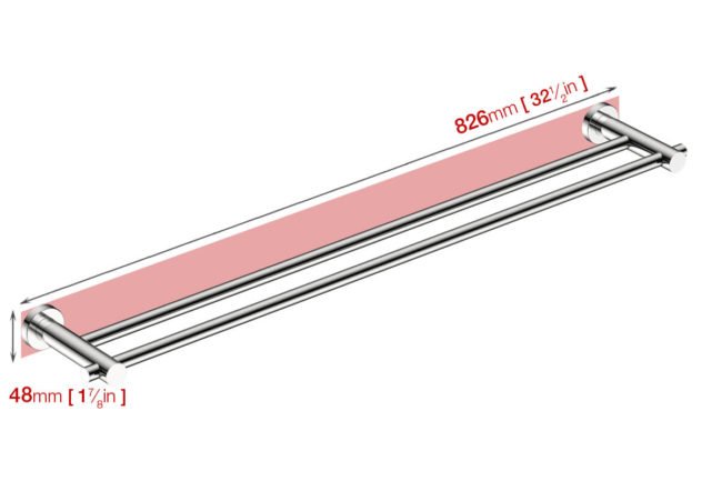 Wall foot print dimensions for Double Towel Rail 4885