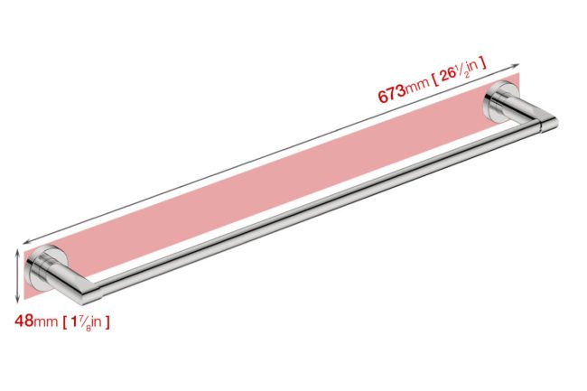 Wall foot print dimensions for Single Towel Rail 8272